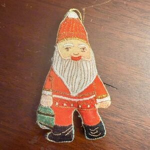 Vintage Embroidered Christmas Ornament Santa